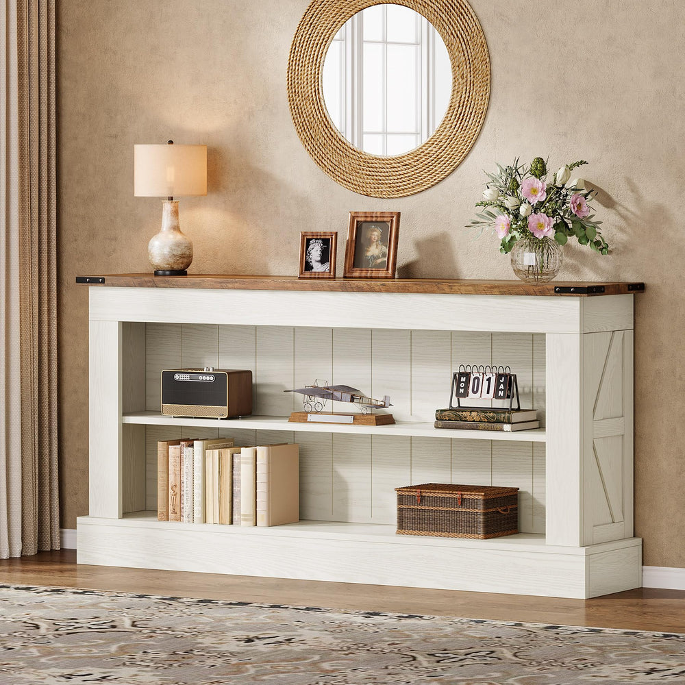 63-Inch Console Table with Shelves