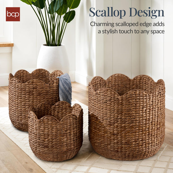 Water Hyacinth Nesting Storage Baskets Set of 3