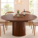 Extendable Round to Oval Dining Table with Storage Cabinet