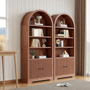 6-Tier Arched Bookcase with Storage Cabinet