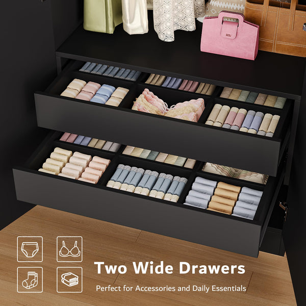 4-Door Wardrobe Closet with Drawers