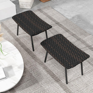 Set of 2 Outdoor Rattan Patio Ottomans with Quick Dry Foam