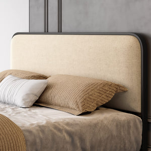 Queen Size Platform Bed Frame with Upholstered Headboard & Footboard