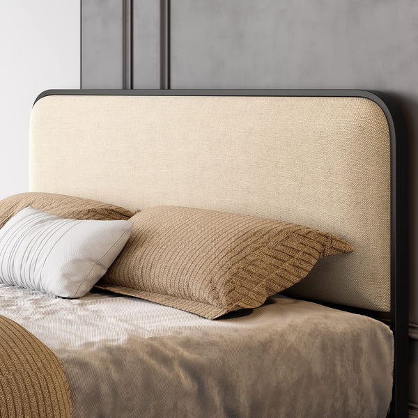 Queen Size Platform Bed Frame with Upholstered Headboard & Footboard