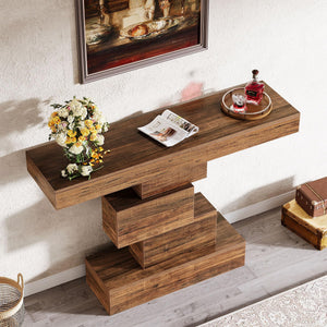 Farmhouse Console Table with Geometric Base, 42.5"