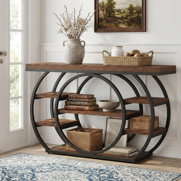47" 5-Tier Industrial Console Table
