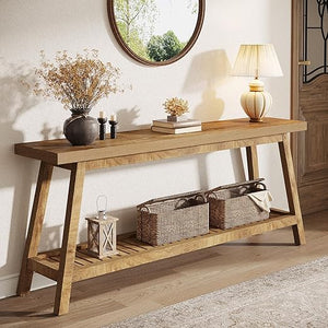 70.86-Inch 2-Tier Console Table – Farmhouse Entryway Sofa Table
