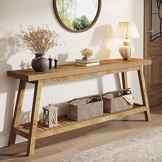 70.86-Inch 2-Tier Console Table – Farmhouse Entryway Sofa Table
