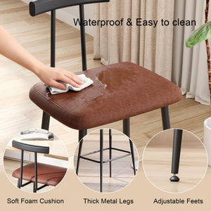 Industrial Bar Stools Set of 2 with PU Leather Cushion & Footrest