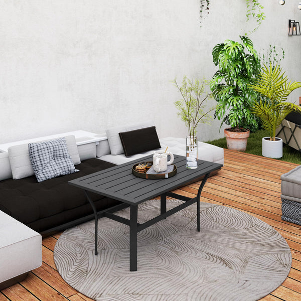 Outdoor Metal Patio Coffee Table with Slatted Top