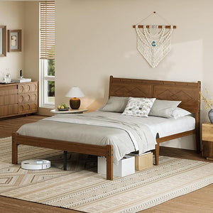 Bamboo Platform Bed Frame with Headboard