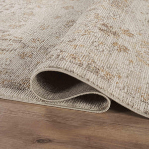 Beige Vintage Floral Area Rug – Polypropylene, Non-Shedding, Pet & Kid Friendly