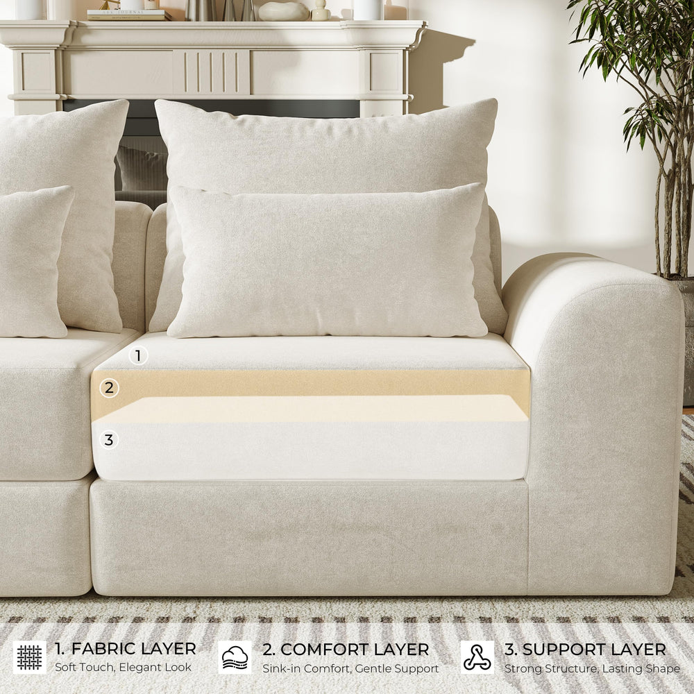 Modular Sectional Sofa with Ottoman & L-Shape Configuration