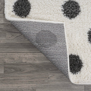 Moroccan Polka Dot Shag Area Rug – White & Gray