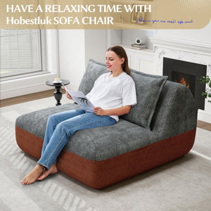 Small Loveseat Sofa Chair with Side Pocket – Memory Foam, No Assembly