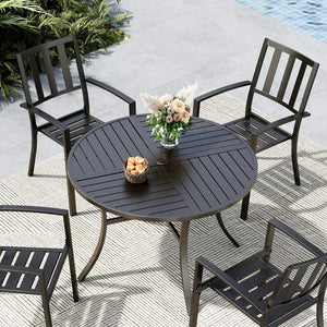 Round Outdoor Dining Table with Umbrella Hole