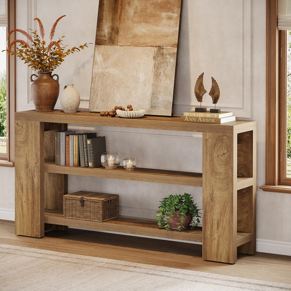 70.9" 3-Tier Console Table with Storage Shelves
