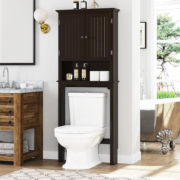 Over The Toilet Storage Cabinet with Adjustable Shelves and Double Doors