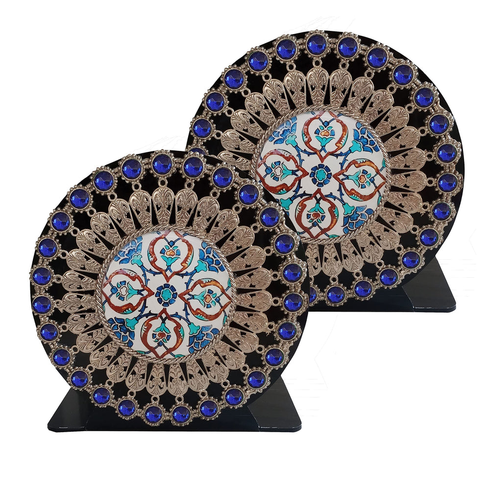Decorative Metal Heavy Duty Bookends with Card Holder – 2 Pairs