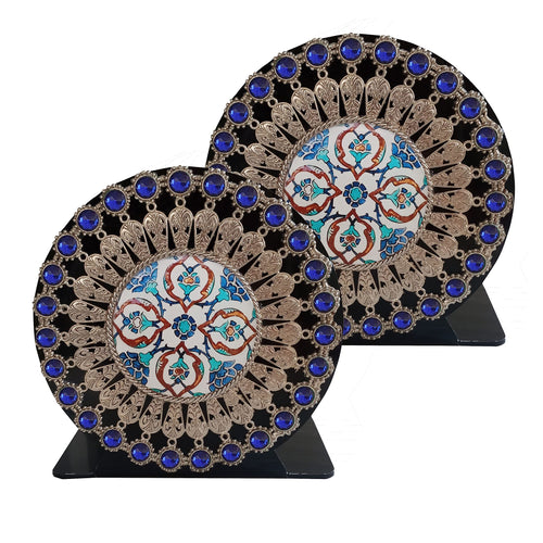 Decorative Metal Heavy Duty Bookends with Card Holder – 2 Pairs