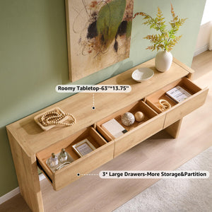 63" Farmhouse Console Table with 3 Drawers