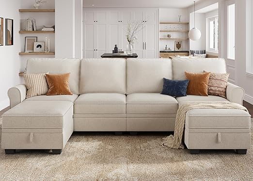U-Shaped Sectional Sofa with Storage & Reversible Chaise