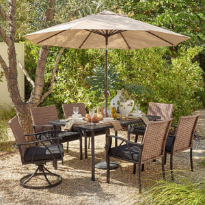 7-Piece Outdoor Patio Dining Set with Swivel Chairs & Umbrella Hole Table