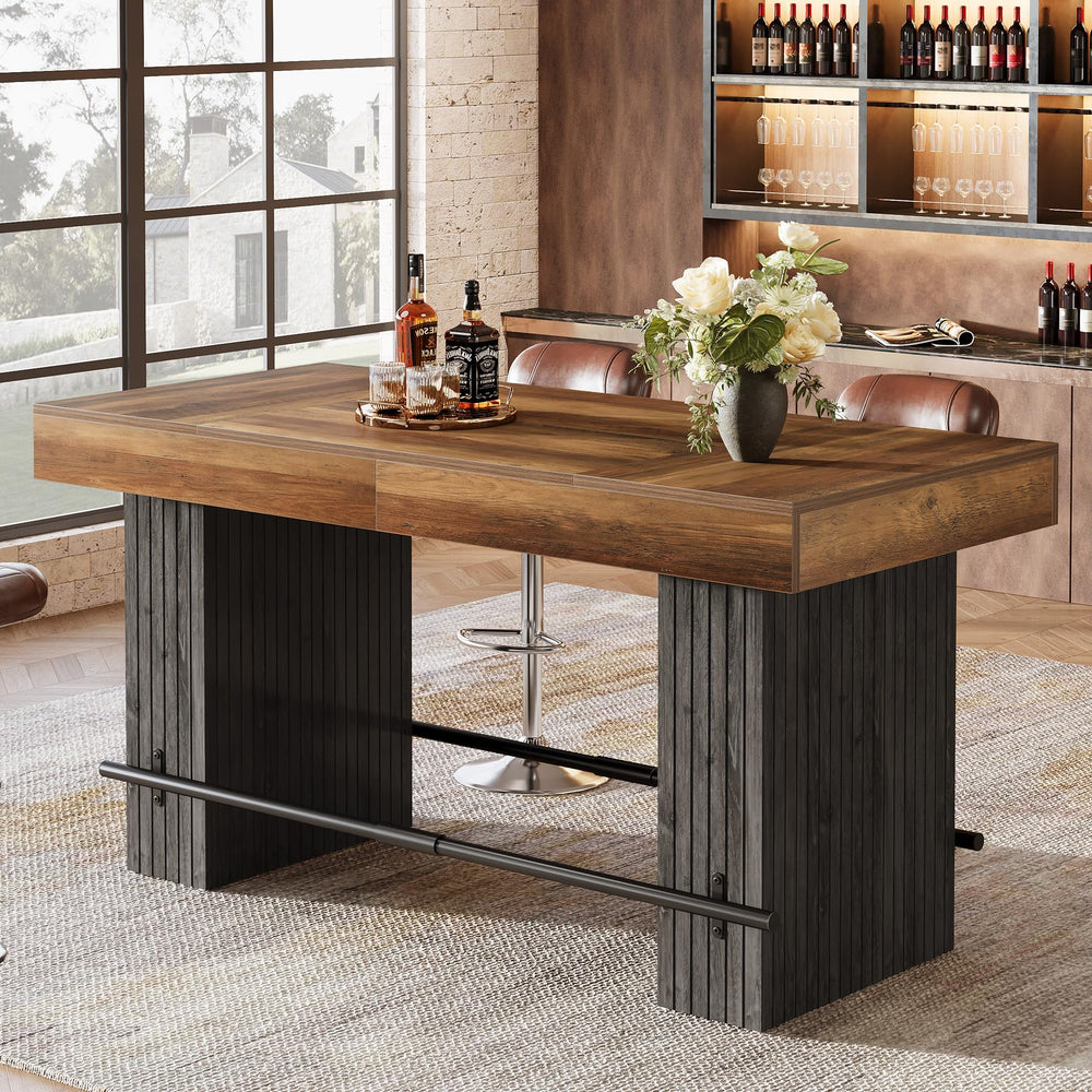 62.2" Industrial Counter Height Bar Table