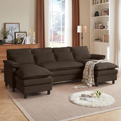 U-Shaped Sectional Cloud Sofa with Double Chaise