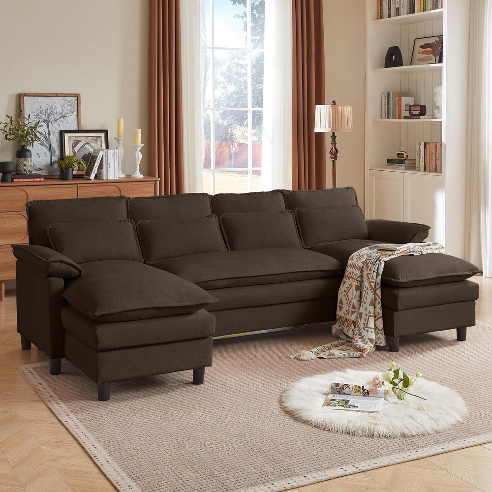 U-Shaped Sectional Cloud Sofa with Double Chaise