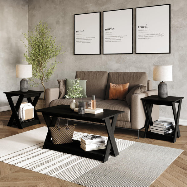3-Piece Coffee Table Set with Open Shelf Storage