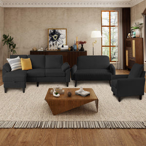4-Piece Corduroy Living Room Set – Sofa, Loveseat, Chair & Ottoman