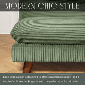 69" Corduroy Futon Sofa Bed with Adjustable Backrest