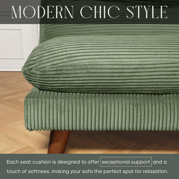 69" Corduroy Futon Sofa Bed with Adjustable Backrest
