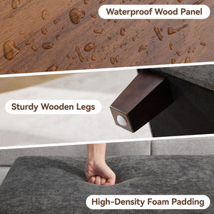 45-Inch Storage Ottoman Bench with Flip-Top Wooden Tray