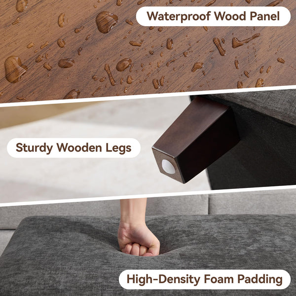 45-Inch Storage Ottoman Bench with Flip-Top Wooden Tray