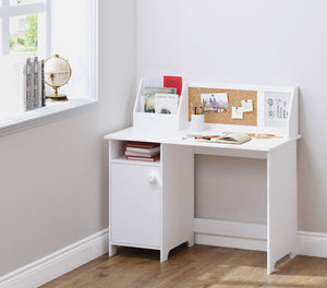 Kids Study Desk with Storage Hutch & Cabinet – Engineered Wood, Ages 3–8, White