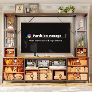 78.6" TV Stand with LED Lights, Drawers & Power Outlets