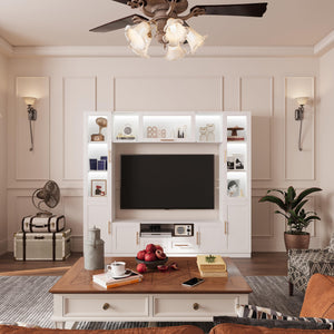 4-Piece Entertainment Center Wall Unit with LED Lights