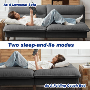Convertible Futon Sofa Bed with Adjustable Backrest