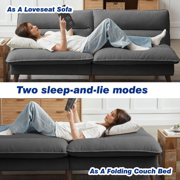 Convertible Futon Sofa Bed with Adjustable Backrest