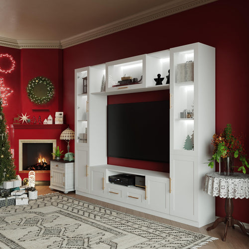 4-Piece Entertainment Center Wall Unit with LED Lights