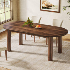 63" Oval Dining Table for 6 – Walnut MDF Kitchen Table