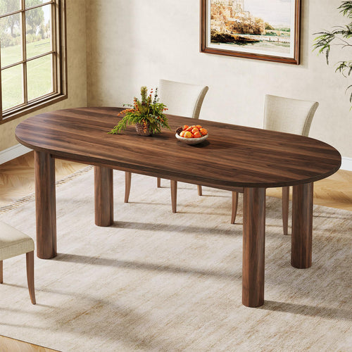 63" Oval Dining Table for 6 – Walnut MDF Kitchen Table