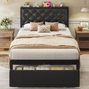 Metal Platform Bed Frame with Storage Drawers & Charging Station