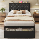 Metal Bed Frame with Storage Drawers & Charging Station