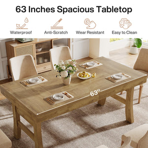 63-Inch Rectangular Dining Table for 4–6 People — Light Brown
