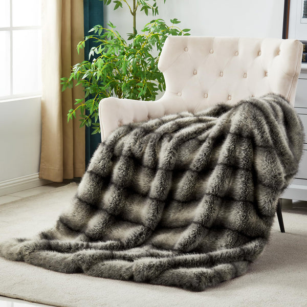 Faux Fur Throw Blanket 50x60 Inch Heavyweight Animal Print