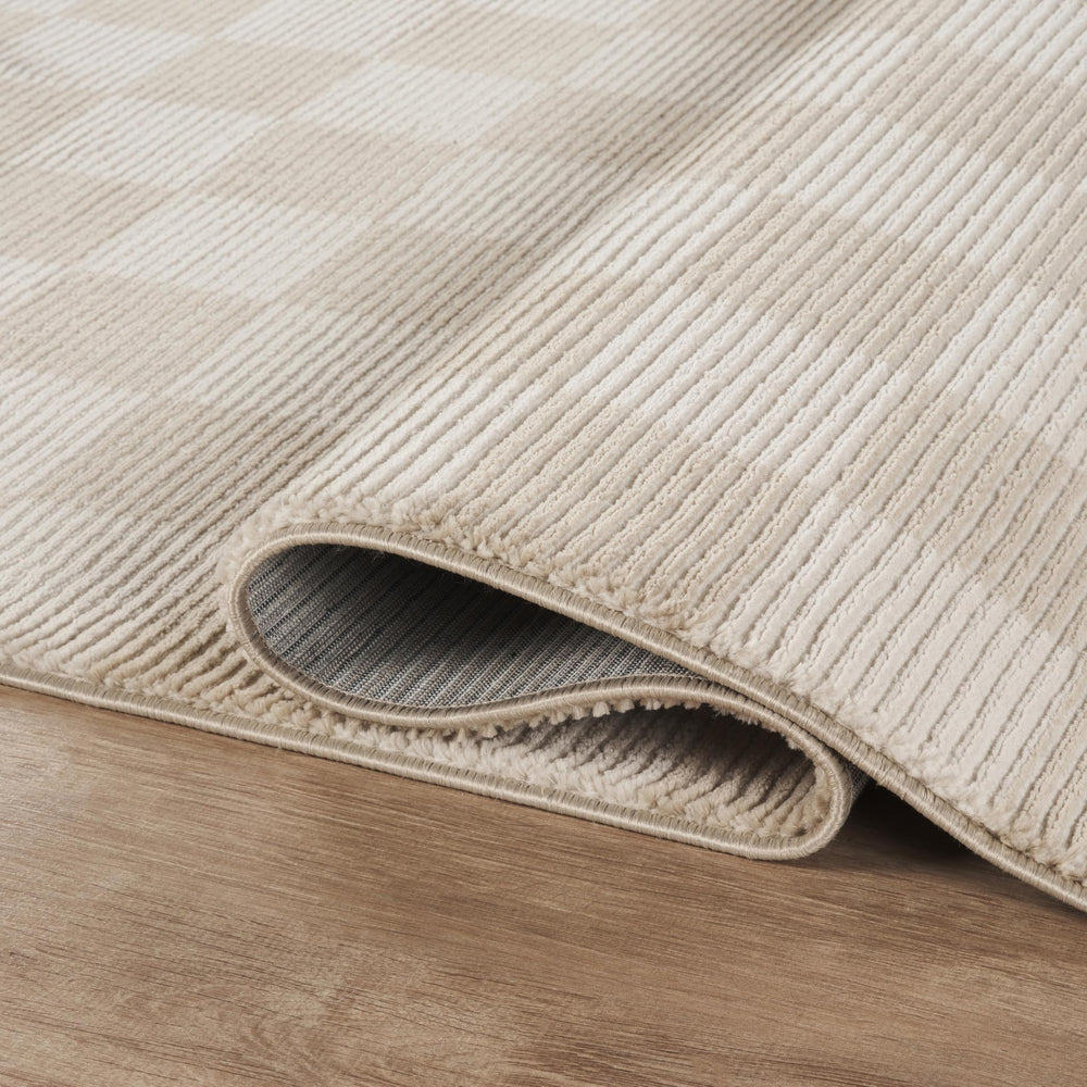 Cream Checkered Area Rug