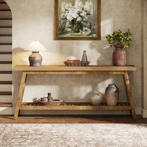 70.87-Inch Farmhouse Console Table with 2-Tier Storage
